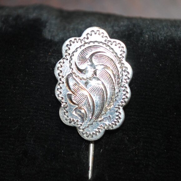 Vintage Sterling Silver Engraved Victorian Revival Stick / Scarf Pin - Picture 1 of 8